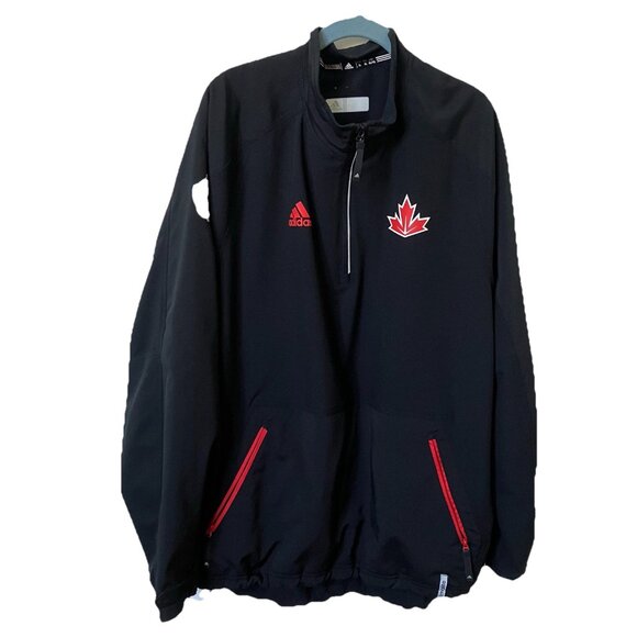 Adidas Jacket Mens XL Canada 2016 World Cup Hockey Black ClimaLite Full Zip - Picture 1 of 11